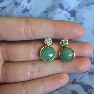 Green and rhinestone earrings
